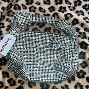 Madison West Silver Rhinestone Shoulder Bag